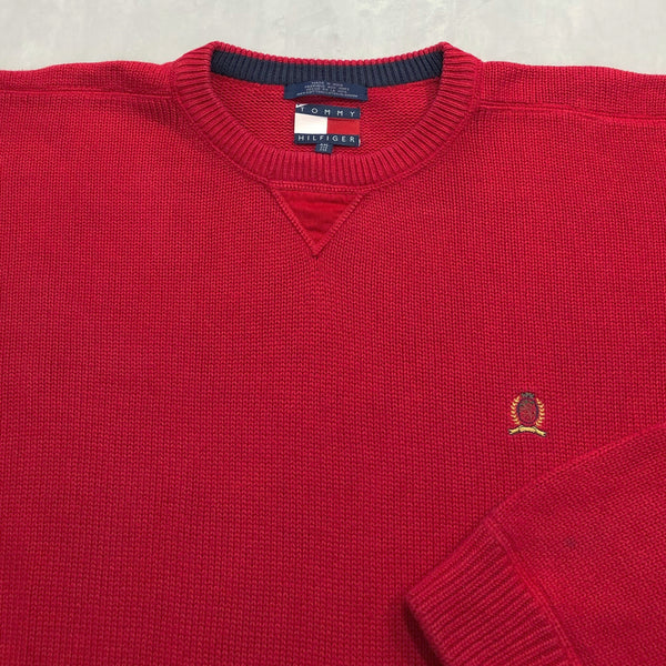 Vintage Tommy Hilfiger Heavy Knit Sweater Lion Crest Logo (2XL)
