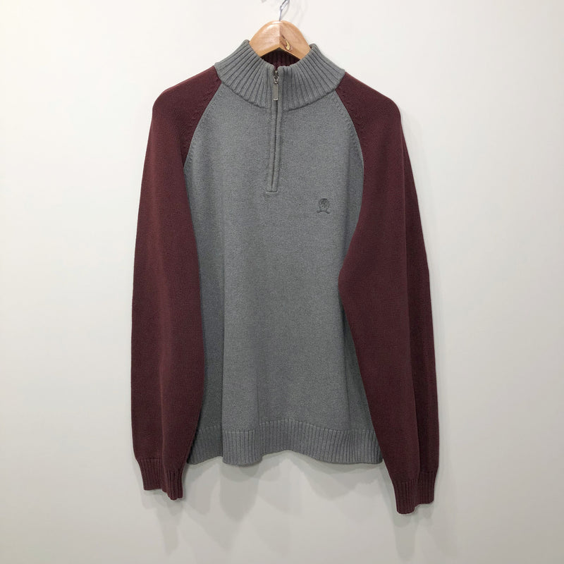 Tommy Hilfiger Heavy Knit Quarter Zip Lion Crest Logo (XL/SHORT)