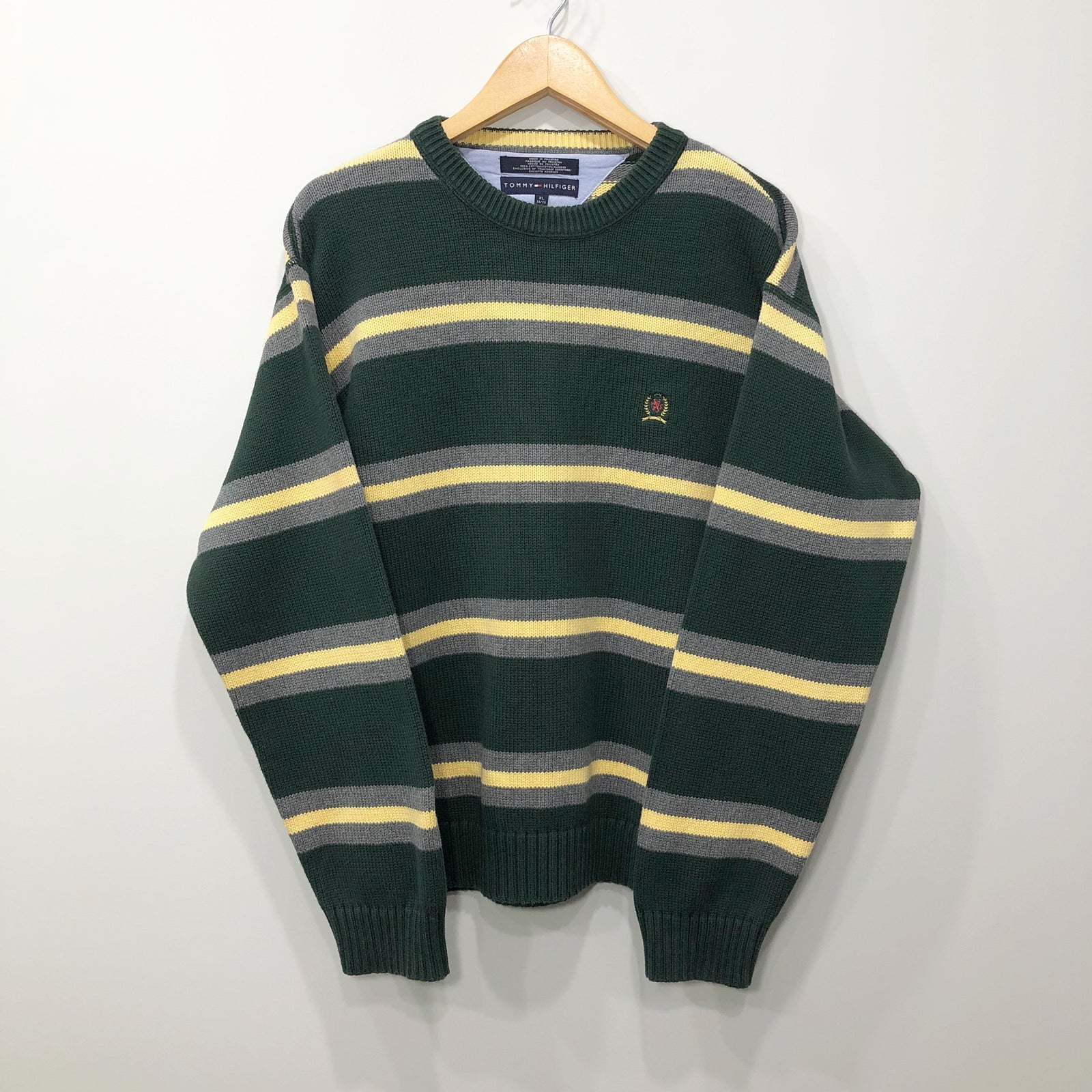 Tommy Hilfiger Heavy Knit Sweater Lion Crest Logo L VINTAGELANDNZ