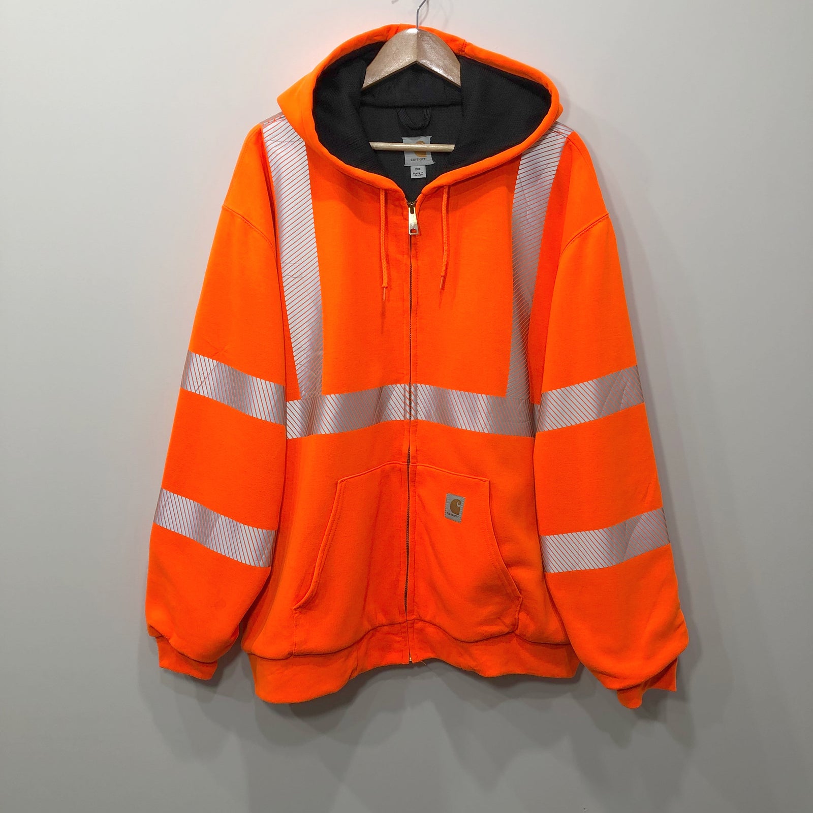 Carhartt High Visibility Hoodie Zip 2XL BIG 3XL VINTAGELANDNZ