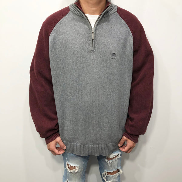 Tommy Hilfiger Heavy Knit Quarter Zip Lion Crest Logo (XL/SHORT)