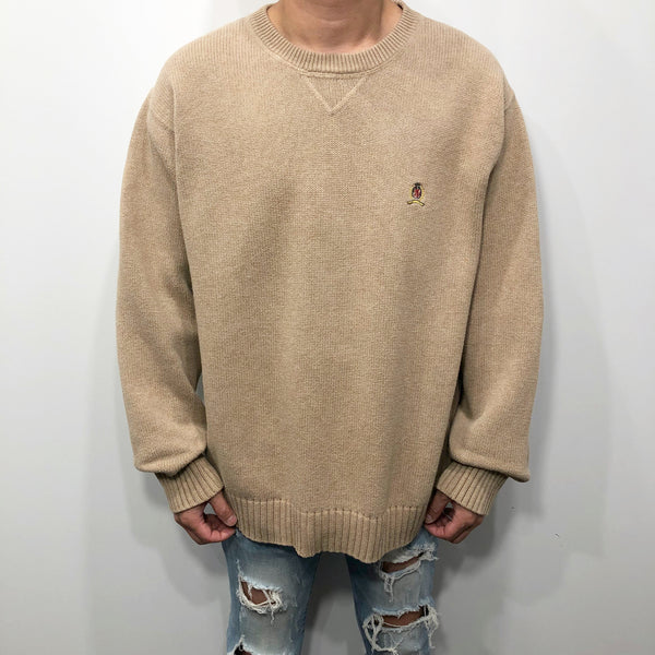 Vintage Tommy Hilfiger Heavy Knit Sweater Lion Crest Logo (L/BIG)