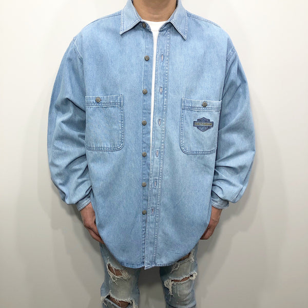 Vintage Harley Davidson Denim Shirt (L/TALL)