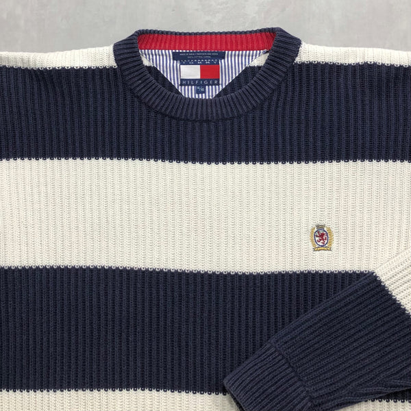 Vintage Tommy Hilfiger Knit Sweater Lion Crest Logo (XL/SHORT)