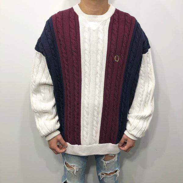 Vintage Tommy Hilfiger Heavy Knit Sweater Lion Crest Logo (2XL)