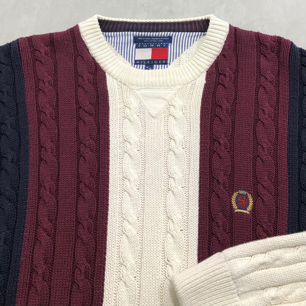 Vintage Tommy Hilfiger Heavy Knit Sweater Lion Crest Logo (2XL)