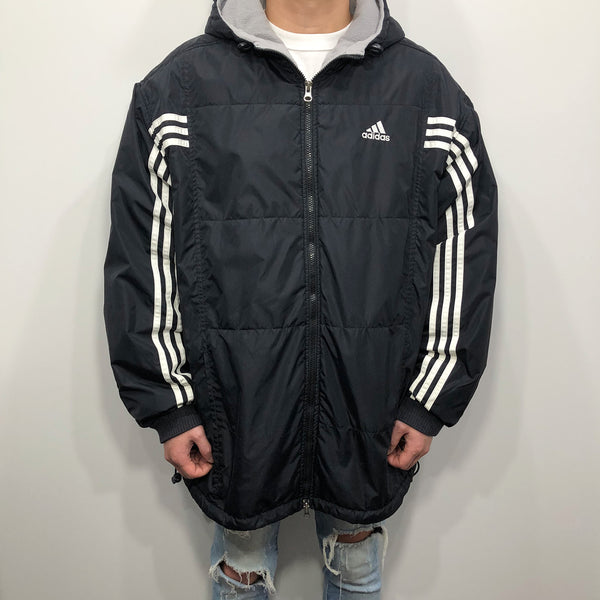 Vintage Adidas Fleece Lined Long Jacket (L/BIG-XL)
