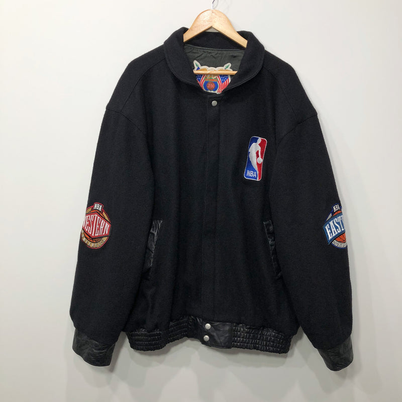 Vintage Jeff Hamilton NBA Wool Leather Jacket Eastern Western Conference USA (3XL)
