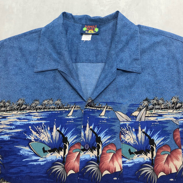 Vintage Hawaii Blues Hawaiian Shirt (XL/BIG-2XL)