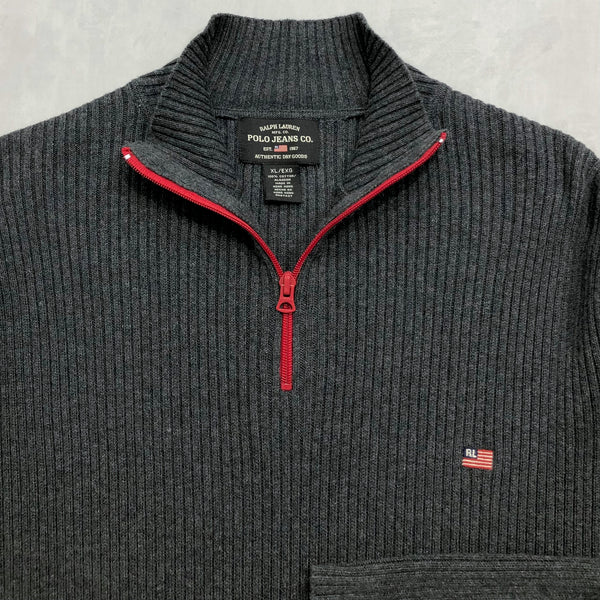 Vintage Polo Jeans Co Ralph Lauren Knit Quarter Zip (L/BIG-XL)