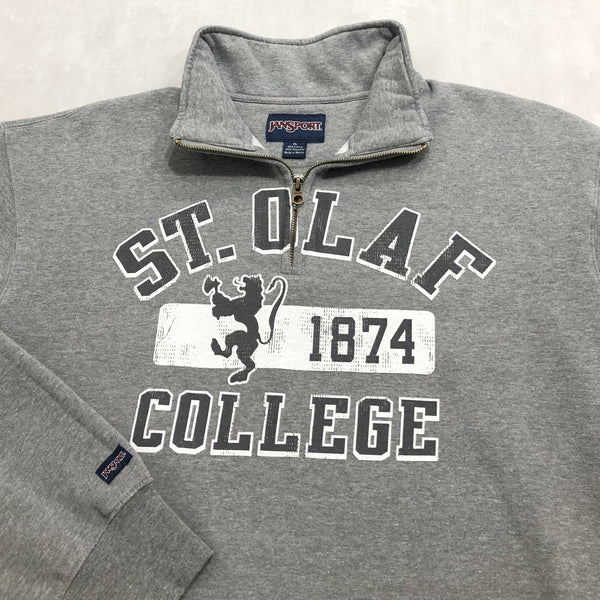 Vintage Jansport Fleeced Quarter Zip Sweatshirt St. Olaf College (XL/SHORT)
