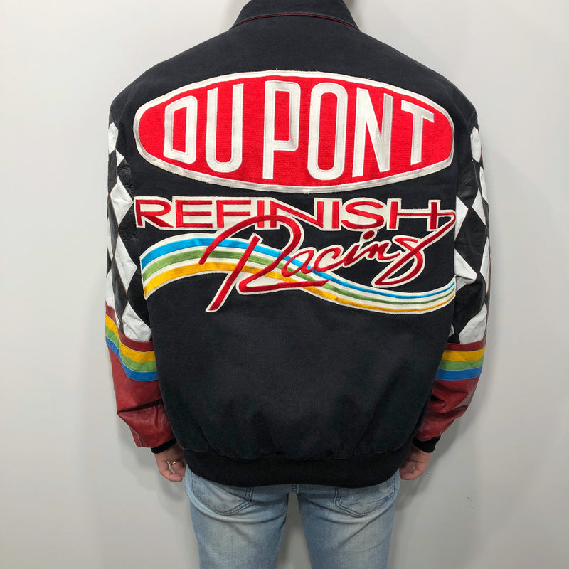 Vintage JH Leather Sleeved Jacket Dupont Racing (L/SHORT)
