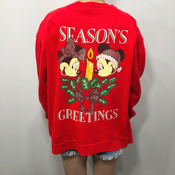 Vintage Disney Sweatshirt Merry Christmas Mickey USA (W/XL)