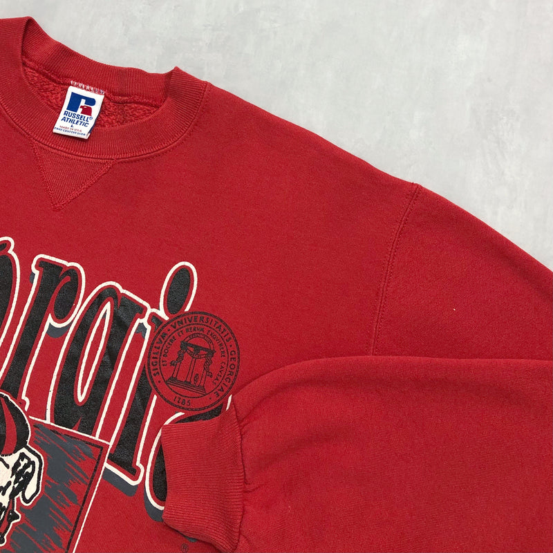 Vintage Russell Fleeced Sweatshirt Georgia Uni Bulldogs USA (L/SHORT)