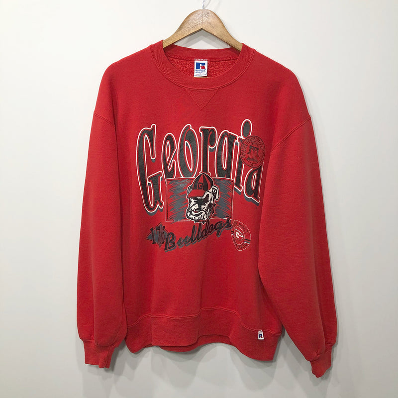 Vintage Russell Fleeced Sweatshirt Georgia Uni Bulldogs USA (L/SHORT)