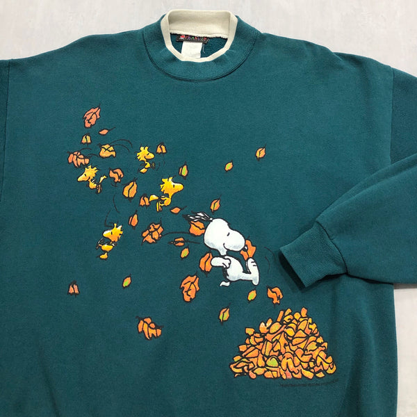 Vintage Peanuts Fleeced Sweatshirt Snoopy and Woodstock (XL/SHORT)
