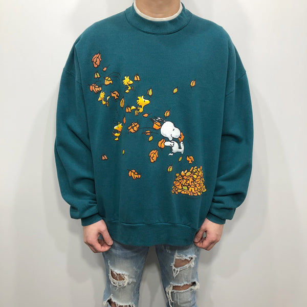 Vintage Peanuts Fleeced Sweatshirt Snoopy and Woodstock (XL/SHORT)