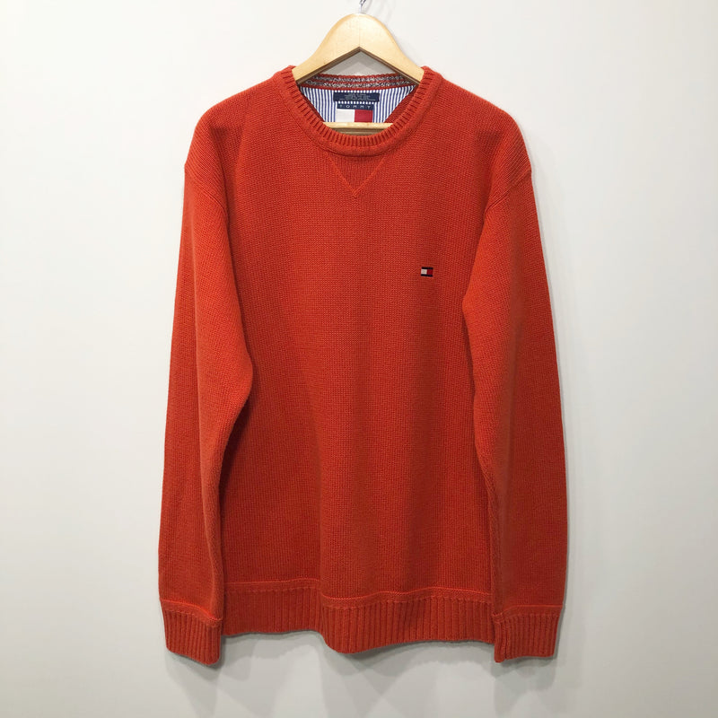 Vintage Tommy Hilfiger Heavy Knit Sweater Big Logo (XL)