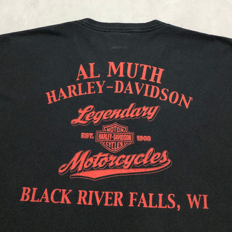Harley Davidson T-Shirt Black River Falls Wisconsin (2XL)